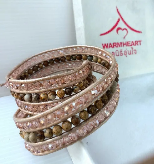 Ronda Blush with Jasperstone Wrap Bracelet